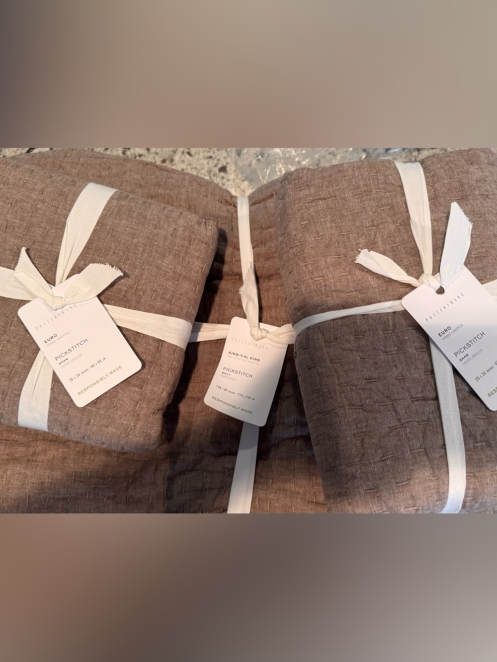 Pottery Barn Pick Stitch Quilt & Shams King